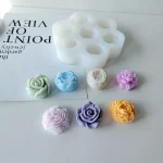 7Pcs Flower Silicone Molds 3D Rose Peony Chocolate Cake Baking Mold Handmade Candle Soap Gypsum Resin Handicraft Making Tools 3