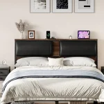 Upholstered Queen Size Headboard with Charging Station, Top Storage Shelf, Bed Frame Adapters, and Adjustable Height for Enhance 6