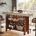 Tribesigns 63-Inch Large Home Bar Unit, 2-Tier Mini Bar Table Height Pub Table with Footrest, Modern Coffee Bar Cabinet 5