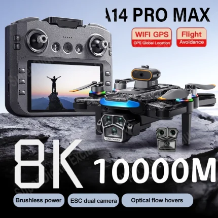 Upgrade A14 Pro Max Drone Aerial 8K HD Dual-Camera 5G WIFI GPS Brushless Motor Optical Flow Obstacle Avoidance RC Drone 10000M