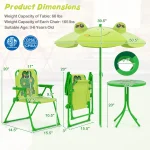 Kids Picnic Table & Chair Set with 2 Folding Chairs & Height Adjustable Umbrella 6