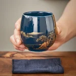 Japanese-style Simple Master Mug Ceramic Tea Bowl Cup Household Jilan Simple Ceramic Large Teacup Tea Set for A Single Cup 2