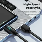 120W USB A To Type C LED Digital Display Fast Charging Data Cable Nylon Braided USB Charge Cord Type C To Type C PD 6A USB Cord 5