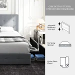 HOOMIC Platform Storage Bed Frame with 4 Drawers, Adjustable Headboard with Square Stitched Button Tufted Design Allewie 3