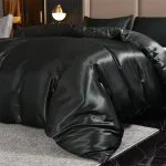 3pcs Satin Duvet Cover Set Bedding Sets Queen Black  Series Luxury Rich Silk Silky Soft Solid   Sexy Honeymoon Wrinkle Free 3