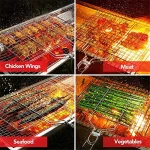 Barbecue Basket Stainless Steel Detachable Folding Square Grill For Roasting Fish Shrimp And Kabob Vegetables On The Stove 6