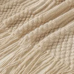 Khaki Gift Knitted Blanket with Tassels Chunky Vintage Luxury Farmhouse Throw Bedspread Oversized Blanket Cover Manta Para Sofá 3