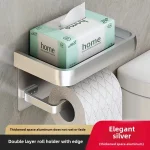 Black Gold Toilet Paper Holder Bathroom Wall Mount Multifunction WC Paper Phone Holder Shelf Towel Roll Shelf Accessories 5