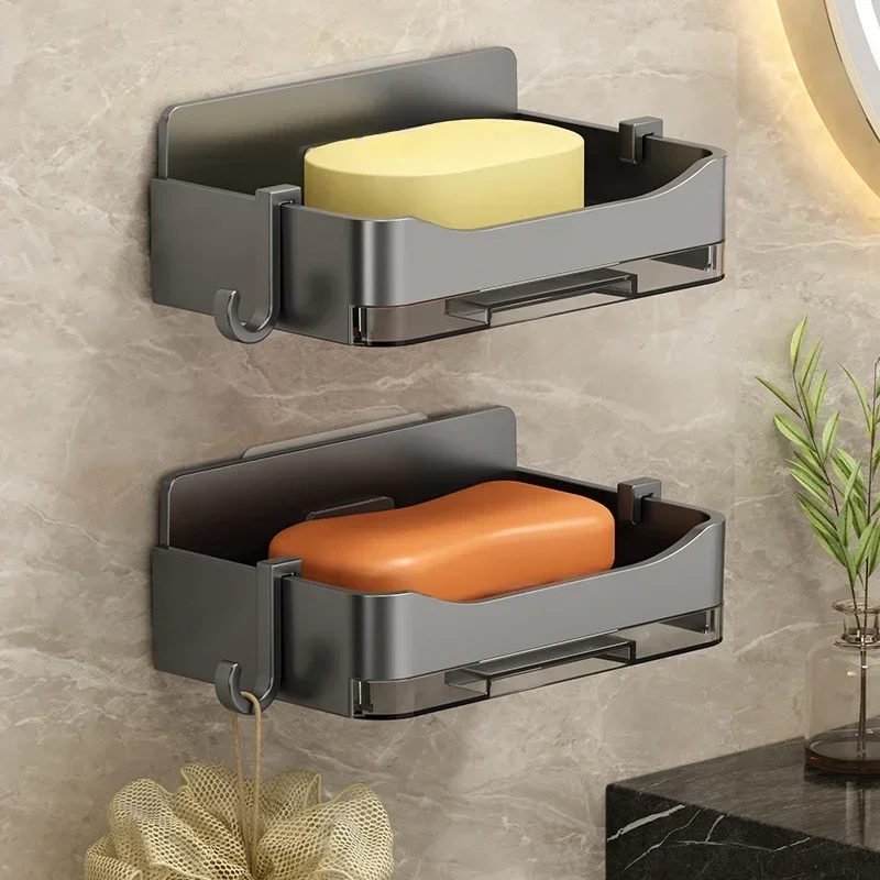 Bathroom Soap Holder Free-Punching Wall Mounted Soap Sponge Holder Organizer Double Drainage Soap Dish Bathroom Accessories Bathroom Soap Holder Free-Punching Wall Mounted Soap Sponge Holder Organizer Double Drainage Soap Dish Bathroom Accessories