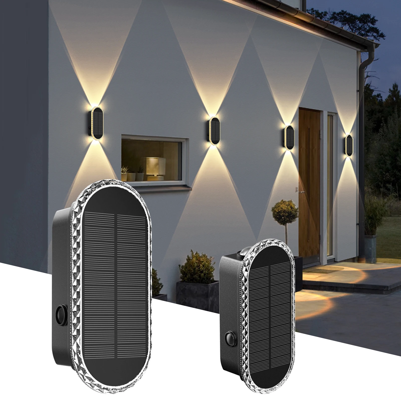 2/4 Pack Solar Fence Lights 3 Modes LED Lens Solar Lights Up & Down Solar Wall Lights for Yard, Pool, Porch, Patio, Railing 2/4 Pack Solar Fence Lights 3 Modes LED Lens Solar Lights Up & Down Solar Wall Lights for Yard, Pool, Porch, Patio, Railing