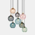 Modern Glass Chandelier Nordic Lustre Led Pendant Light for Living Room Restaurant Classical Colorful Glass Hanging Lamp Fixture 5