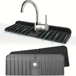Sink kitchen countertop drying pad silicone faucet pad dishwashing soap sponge holder kitchen sink splash proof drainage pa 3