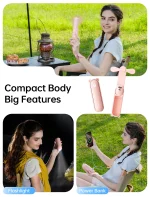 JISULIFE Portable Fan Mini Handheld Fan USB 4500mAh Recharge Hand Held Small 3 in1 Pocket Fan with Power Bank Flashlight Feature 4