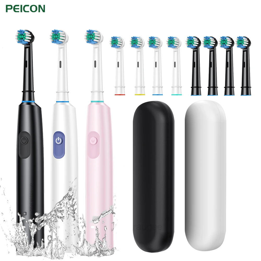 Electric Rotating Toothbrush Deep Clean Whitening Teeth for Adult Ultrasonic Toothbrush with 4/8pcs Refill Replacement Heads Electric Rotating Toothbrush Deep Clean Whitening Teeth for Adult Ultrasonic Toothbrush with 4/8pcs Refill Replacement Heads