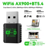 2IN1Mini USB AX900Mbps WiFi6 BT5.4 Network Card 2.4G&5GHz Dongle Wireless Receiver Adapter Driver Free For PC Laptop Win10/11 3