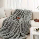 [Cozy|Faux Rabbit] Soft, Warm, 1pc Cozy Faux Rabbit Fleece Blanket | Throw for Bedroom, Guest Room, Living Room, Student Dormito 3