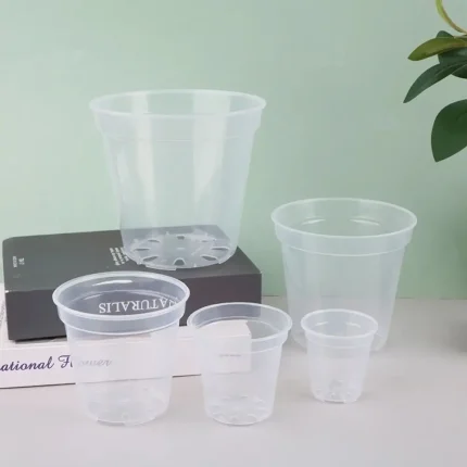 1PC DIY Planter Pot Transparent Plastic Round Starting Pot Anti-Deformation Large Capacity Orchid Nursery Container Garden