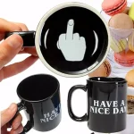 Ceramic Coffee Mug with Vertical Middle Finger Creative Relaxed Friendly Hand Milk Tea Cup New Style Office Mug Drinkware Gift 2