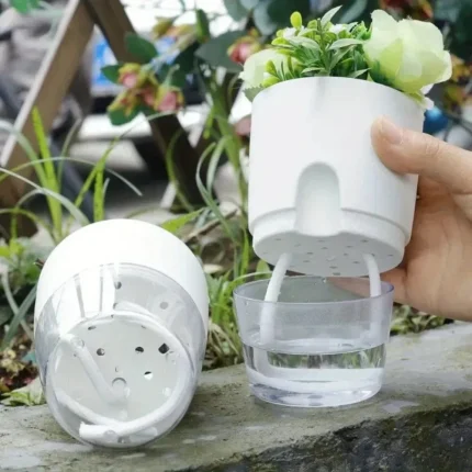 5/10Pcs Self Watering Plastic Flower Pot Double Layer Hydroponics Plants Bonsai Pot Vases Succulent Potted Home Office Decor
