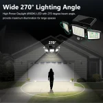 Outdoor Waterproof Solar Light with Motion Sensor 3-Head 200+ LEDs Security Light for Porches Garages Yard Entrances 6