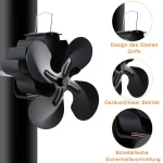 Magnetic Heat Powered Wood Stove Fan for Chimneys and Pipes Efficient Heat Circulation Suitable for Wood/Log Burner/Fireplace 3