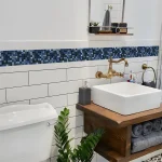 Mosaic Bathroom Waist Line Wall Stickers Waterproof Peel & Stick Art Backsplash Kitchen Office Skirting Line Decor Wallpaper 4