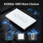 TNCE Tuya US WiFi or zigbee Smart Wall Switch 1/2/3/4 Gang Wire Touch Sensor LED Light Switches Smart Home Alexa Google Home 4