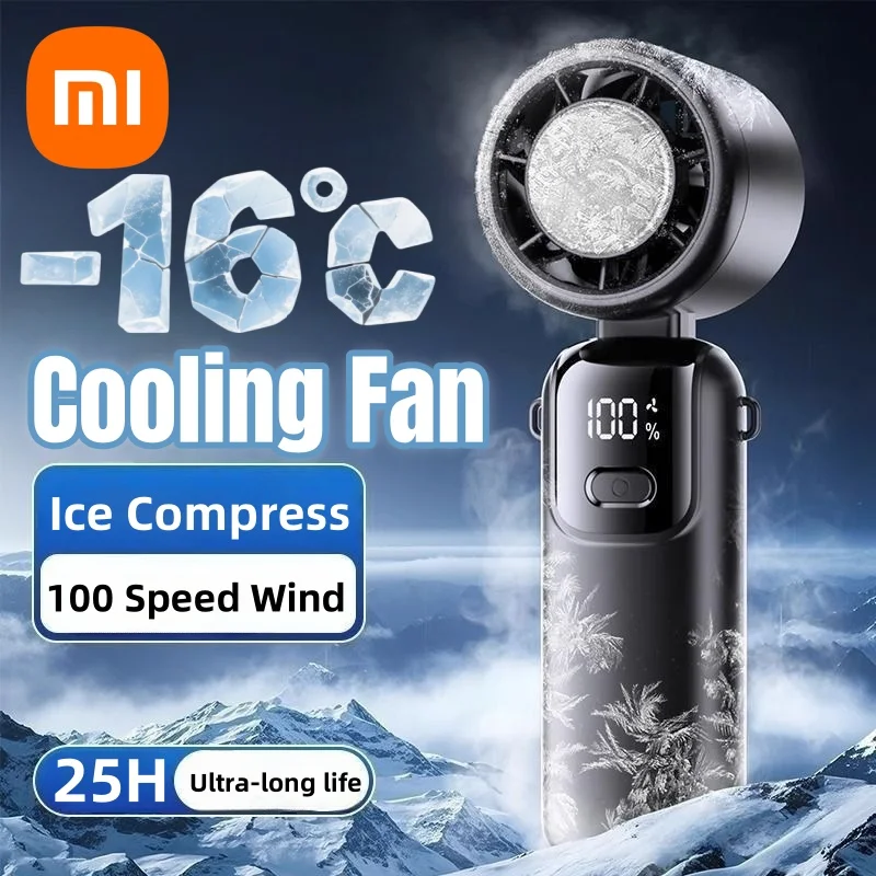 Xiaomi 2025 Hanging Ice Pack Handheld High-speed Fan Folding 100 Speed Infinitely Adjustable Fan Portable For Outdoor Neck Xiaomi 2025 Hanging Ice Pack Handheld High-speed Fan Folding 100 Speed Infinitely Adjustable Fan Portable For Outdoor Neck