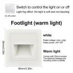 PIR Motion Detector Light Sensor led lights AC 110V-240V Recessed staircase bedroom wall lamp led night light 3