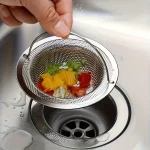 Stainless Steel Sink Strainer with Handle Rustproof Mesh Drain Filter Kitchen Bathroom Prevent Clogging Wash Fruits Vegetables