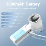 Portable Handheld Electric Fan 5 Speeds Adjustable Turbo 3600MAH Battery Fans LED Display Rechargeable Ice Cooling Personal Fan 4