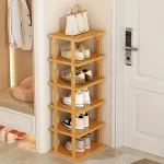 Multifunctional 6 Layers Shoes Rack Bamboo Shoe Cabinets Stackable Stand Shoes Storage Shelf Organizer For Entryway Livingroom 2