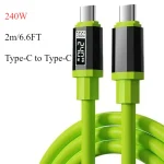 [6 Pack, 2M/ 6.6FT], 240W Fast Charging, Type-C to Type-C Cable, Digital Display Data Cable, Durable Cord for Type-C Phone 2