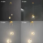 Nordic Luxury Crystal LED Chandelier Double Head Long Line Hanging Lamp For Home Decor Restaurant Bar Bedroom Pendant Lights 6