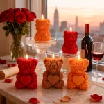 Love Rose Bear Silicone Candle Mold Handmade Valentine's Day Gifts Gypsum Resin Mould DIY Home Decoration Crafts Making Molds