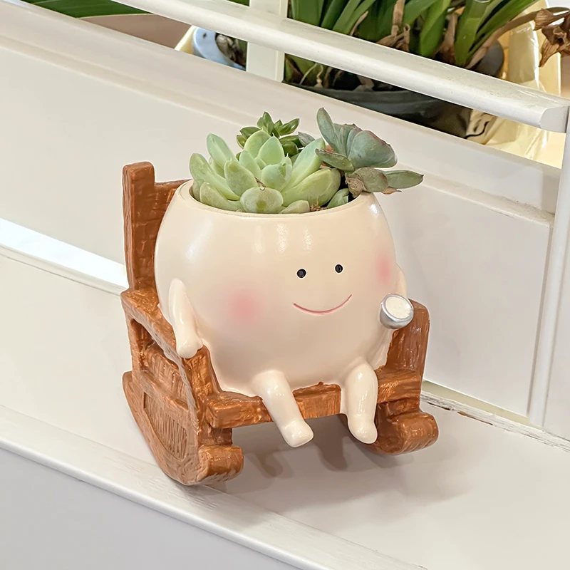Cute Chair/Swing Smiling Face Little Devil Flower Pot Creative Swing Succulent Plant Flower Pot Garden Home Decoration Cute Chair/Swing Smiling Face Little Devil Flower Pot Creative Swing Succulent Plant Flower Pot Garden Home Decoration