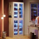 Tribesigns Tall Shoe Cabinet with Acrylic Doors and LED Lights, 8-Tier Entryway Shoe Storage Rack with Adjustable Shelves 3