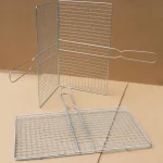 M/L Barbecue Grilling Basket Grill BBQ Net Steak Meat Fish Net Vegetable Silver Iron Mesh Clamp Barbecue Grilling Basket Grill 5