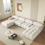 Sdorens 138" Modular Sectional Couch Modern U-Shaped Minimalist Velvet Sofas for Living Room Deep 4-Seat Sofas with 2 Ottomans 2