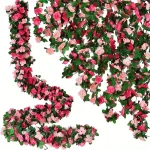 250CM Artificial Rose Flowers for Wedding Home Room Decoration Autumn Garden Outdoor Arch Christmas Rattan DIY Fake Plants Vine