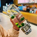0.75-2L Large Capacity Glass Water Bottle Transparent Milk Juice Cup Outdoor Portable Leakproof Drinkware Tea Water Glass Bottle 4