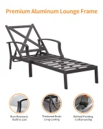 SeeHill Aluminum Outdoor Chaise Lounge Chair with Cushion, Adjustable Backrest Pool Lounger for Patio or Deck Use, Gunmetal 5