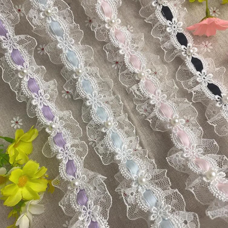 1 Yard Lolita lace Lvory Bead Ruffled Lace Fabric Edging Satin Ribbon DIY Clothing Curtains Furniture Decorations 3.5cm Wide 1 Yard Lolita lace Lvory Bead Ruffled Lace Fabric Edging Satin Ribbon DIY Clothing Curtains Furniture Decorations 3.5cm Wide