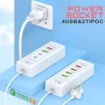 Multi Ports USB C Charger Power Strip PD Type C Fast Charging Wall Charger Socket Quick Charge 3.0 EU/US/UK Plug Power Adapter 2