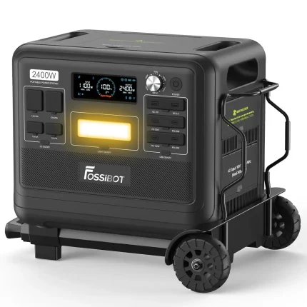 Portable Power Station With Hand Truck,Solar Generator with 2400W 6 X AC (4800W Peak), 2048Wh /110V/ 1.5H Fast