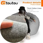 OTAUTAU Filled 70cm Bean Bag Sofa with Filler Big Cotton Linen Lazy BeanBag Bedroom Chair Puff Relax Lounge Couch DD002 5