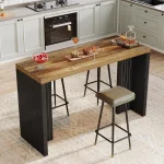 LITTLE TREE Home Bar Unit, 55.12-Inch Bar Table, Modern Freestanding Mini Bar for Home Kitchen, Living Room, Balcony, Basement 5