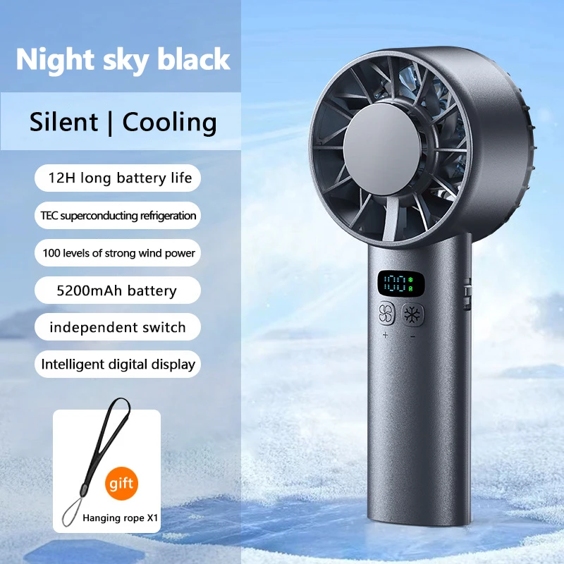 Outdoor Portable Mini Fan Handheld Fan with LED Display Semiconductor Refrigeration 100 Wind Speeds USB Rechargeable Battery Fan Outdoor Portable Mini Fan Handheld Fan with LED Display Semiconductor Refrigeration 100 Wind Speeds USB Rechargeable Battery Fan