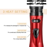 Rotating Hair Dryer Brush Electric Blow Drier Comb Hot Air Straightener Curler Iron One Step 2 Gears Blower Replaceable 2 Heads 4