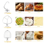 BioloMix Kitchen Food Stand Mixer, Blender, Quiet Motor, Cream Egg Whisk, Whip Dough Kneader, 6-Speed, 1200 W, 6 L, DC 4